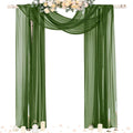 Socomi Olive Green Wedding Arch Draping Fabric 29" x 20Ft 1 Panel Sheer Outdoor Curtain Drapes Extra Long for Bridal Baby Shower Ceremony Birthday Party Decor