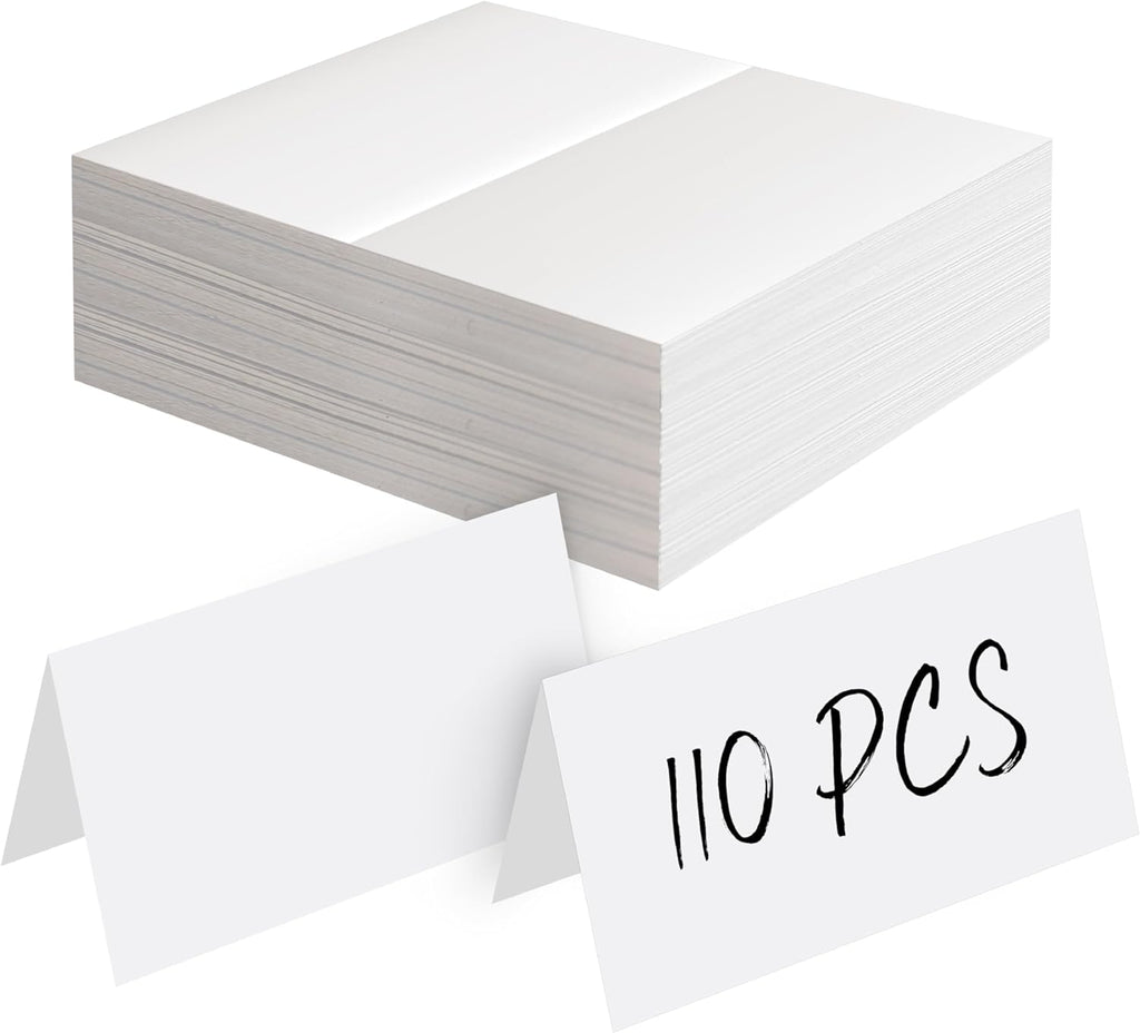 Gethelud 110 PCS Tent Cards, Small Blank Place Cards Delicate Seating Cards Blank Name Cards Escort Cards for Wedding, Table, Dinner Parties, Receptions (Each Measures 2” x 3.5”)