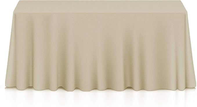 Lann's Linens - 10 Premium 90" x 156" Tablecloths for Wedding/Banquet/Restaurant - Rectangular Polyester Fabric Table Cloths - Beige