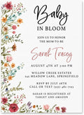 Printed Party Custom Baby Shower Invitations with Envelopes – Wildflower | Baby in Bloom Floral Design | Includes Matching Envelopes | For Girl Baby Shower or Sprinkle | Made in USA | 5x7