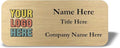 Custom Name Tag with Logo - Personalized Name Badge with Magnet Backing - Choose Your Size and Color (Gold Metal 3"x1.25" - Logo on Left)