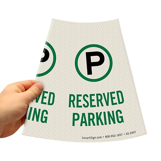 SmartSign 6-Pack 'Reserved Parking' Reflective Cone Message Sleeve Collar with Symbol, 360-Degree Visibility, Vinyl Signs for Traffic Safety Cones, 3-Side Print [Cone Not Included]