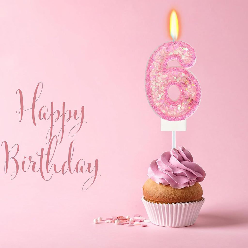 Number 6 Butterfly Birthday Candle, Cake Topper, Party Decor