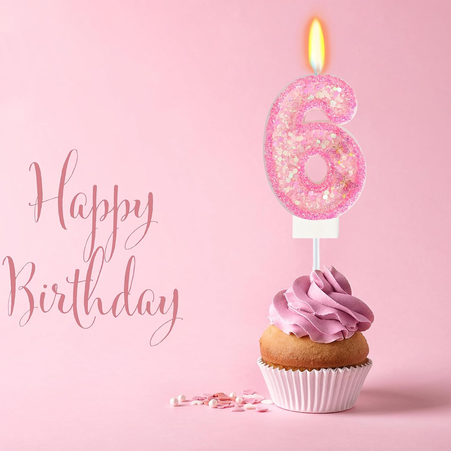 Number 6 Butterfly Birthday Candle, Cake Topper, Party Decor