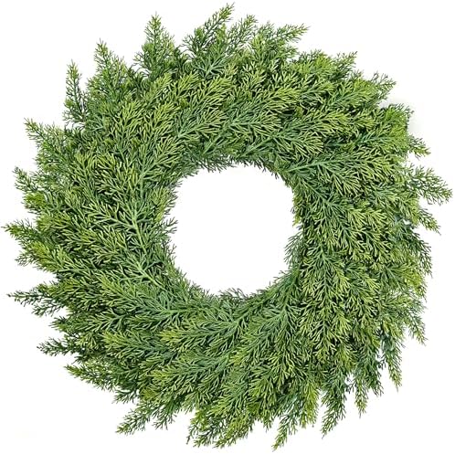 22 inch real touch cedar wreath, artificial greenery, main product view