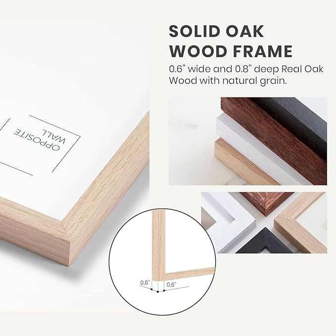 Opposite Wall - 9x12 in - Natural Solid Oak Wood Picture Frame - Lightweight, Versatile & Shatterproof - Wall Hanging Poster or Photo Frame - Wall Decor for Office, Gallery & Home
