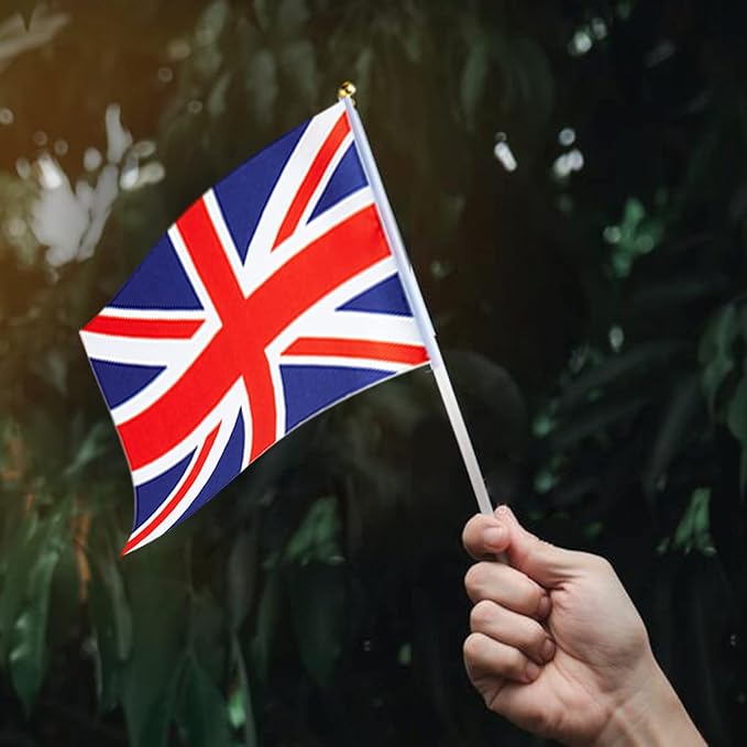 UK Flag British Flag, Small Mini Handheld UK Flags on Stick, Ideal for Party Parades Sports Events Patriotic Festival Decorations