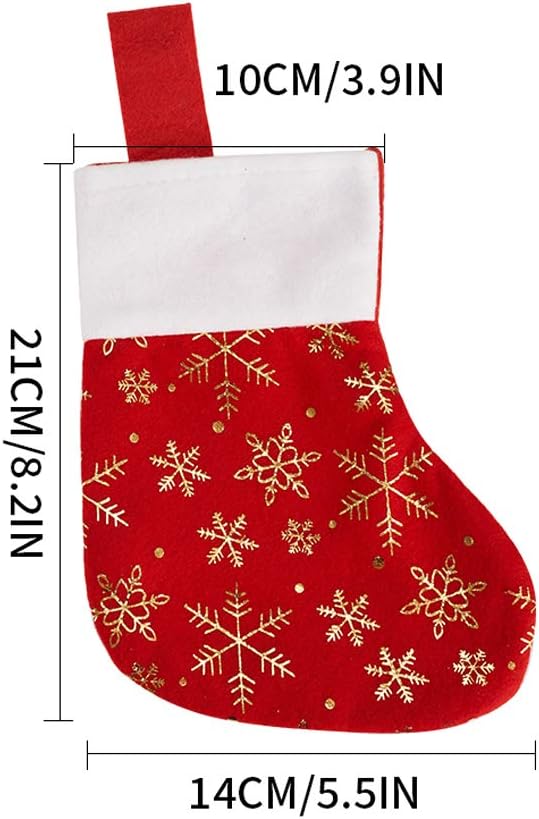CCINEE 24PCS Christmas Stockings Decoration Snowflakes Stocking Red Fannel Faux Fur Xmas Stockings for Home Decor Fireplace