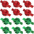 12Pcs Large Christmas Pull Bows,6 Inches Xmas Pull Bows Christmas Ribbon for Presents,Pull Bows for Gift Wrapping Gift Baskets,Birthday Parties,Bouquet,and Other Gift Decorations (12 red,Green)