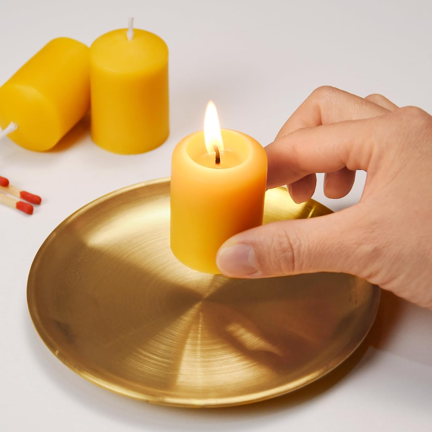 Beeswax Votive Candles-12 Pack Natural Small Votives Set for Home Room Decor Party Wedding Spa Gift