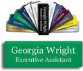 Custom Engraved Name Tag 1" x 3" Personalized Badge Magnetic or Pin Backing Made in The USA by Gem Awards (Green)