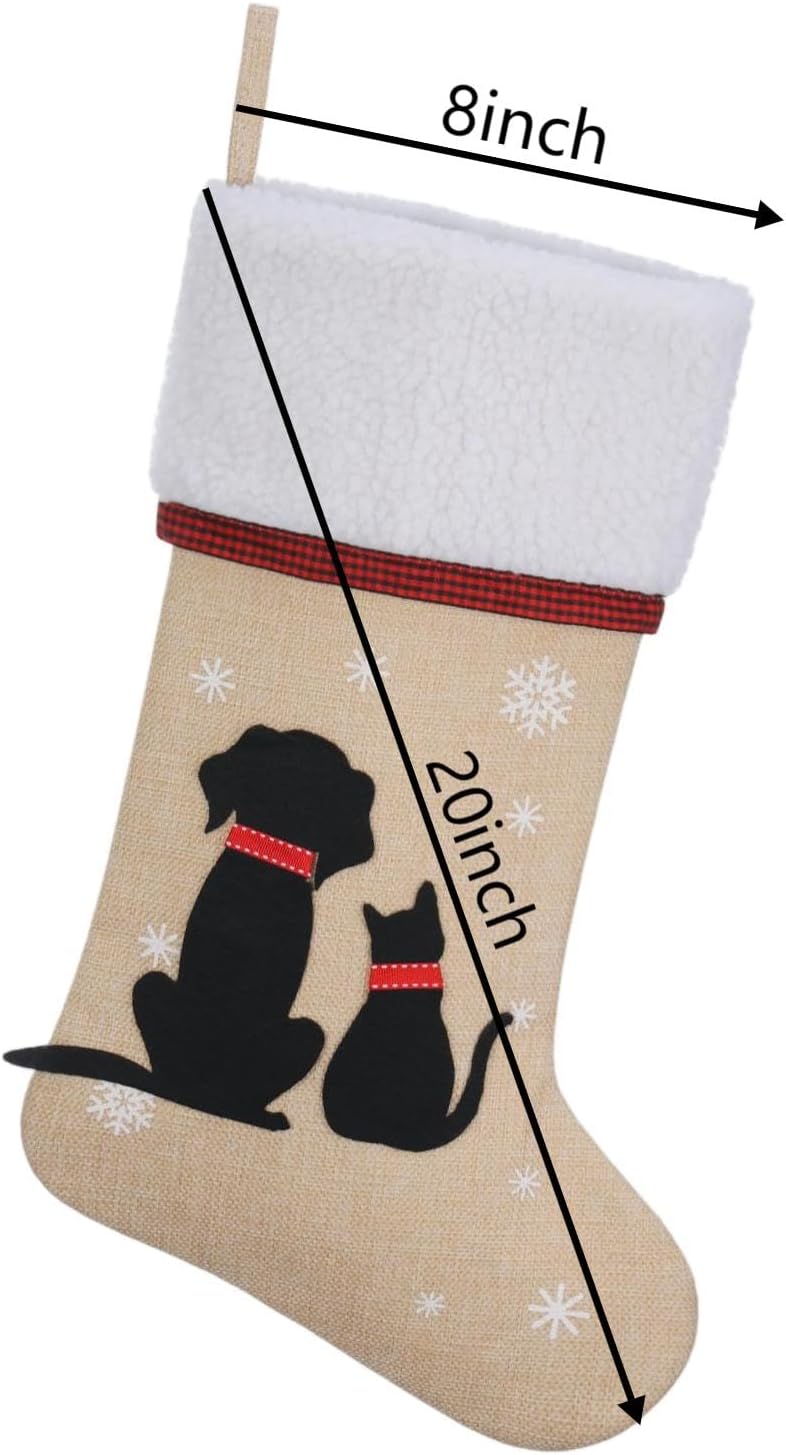 20 Inch Pet Christmas Stocking for Dogs and Cats - Holiday Decor, Festive Gift Set for Puppy Kitten Pets