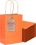 qiqee 24 Pcs Orange Mini Paper Gift Bags with Handles 6"x4.5"x2.5" Small Brown Kraft Party Favor Bags Treat Bags Multiple Uses (Mini size)