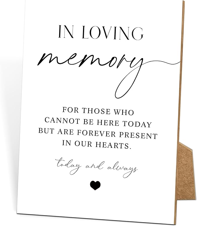 Wedding Memorial Sign, 8x11 White Minimalist Style Memorial Table Sign for Wedding, In Loving Memory Sign,Wedding Decorations, Wedding Table Decor, Memorial Gifts For Loss of Loved One -7
