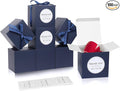 COTOPHER Small Gift Boxes 100 Pack 4x4x4 inches Navy Gift Boxes with Lids for Gifts, Crafting, Wedding Party Favor, Cupcake Boxes, Candy, Bridesmaids Proposal Box with Ribbons and Stickers (Navy, 100