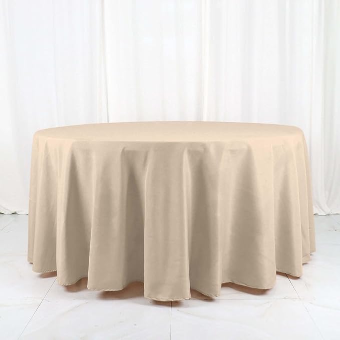 Efavormart Round Tablecloth, 120 Inch Stain & Wrinkle Resistant Washable Table Cloth, Decorative Polyester Fabric Table Cover for Banquet, Wedding, Dining - Nude