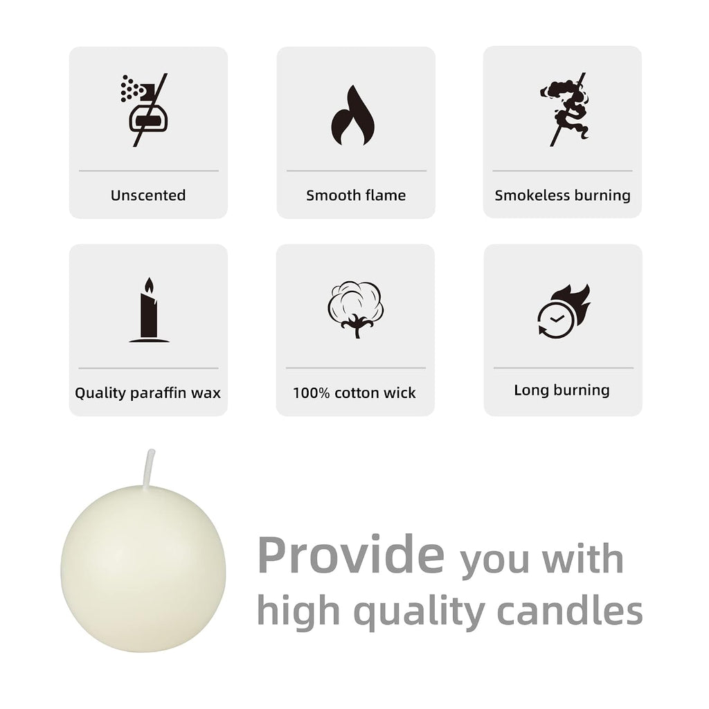 3 Inch Pale Ivory Ball Candles