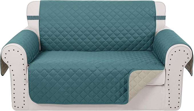 Reversible Loveseat Sofa Covers Couch Cover Furniture Protector(Loveseat Small,Blue/Beige)