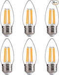 FLSNT 100W Equivalent LED Candelabra Bulbs, 800LM Dimmable LED Chandelier Light Bulbs, 2700K Soft White, E26 Base, 6 Pack UL Listed.