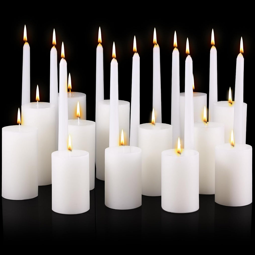 MTLEE 54 Pcs Unity Candles Set for Christmas Unity 4" 5" 6" White Pillar and 10'' Taper Candles Bulk Ceremony Wedding Decorations Accessories for Banquet Party Centerpiece Dining Home Decor
