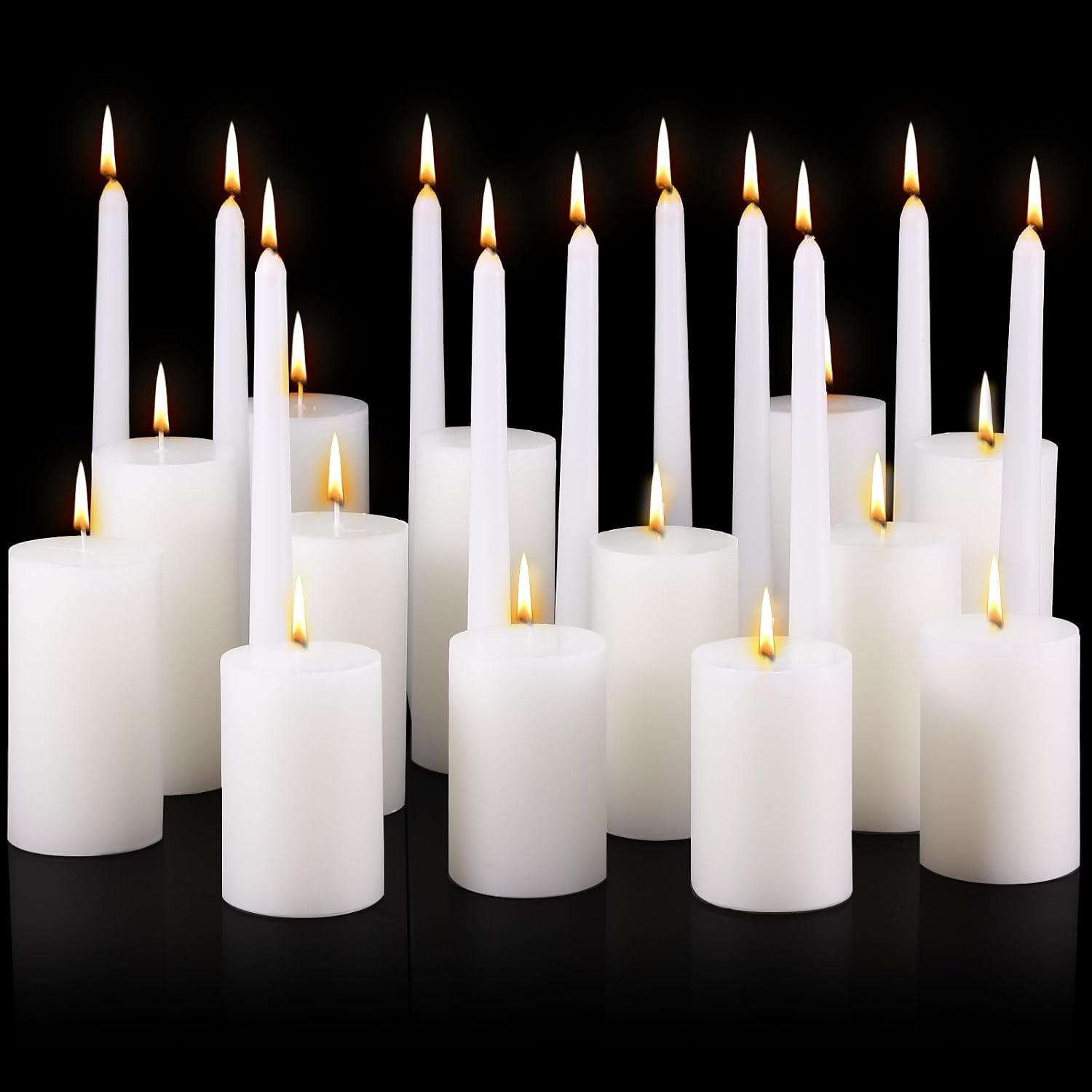 MTLEE 54 Pcs Unity Candles Set for Christmas Unity 4" 5" 6" White Pillar and 10'' Taper Candles Bulk Ceremony Wedding Decorations Accessories for Banquet Party Centerpiece Dining Home Decor