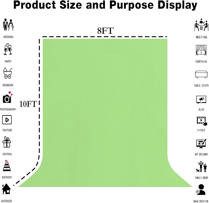 Large Screen Backdrop 10x10FT Light Green Background Cloth Photo Studio Shooting Props
