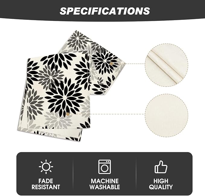 Artoid Mode Black Dahlia Floral Pinnata Halloween Table Runner, Fall Autumn Kitchen Dining Table Decoration for Home Party Decor 13x90 Inch