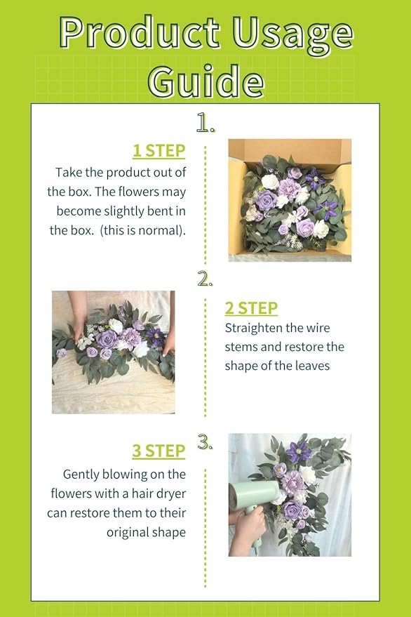 Muhanjia Wedding Sign Faux Flower Swag (Pack of 2) for Ceremony Party Reception Entrance Floral Decor Wall Easel Stand for Wedding Poster Welcome Sign (Purple)