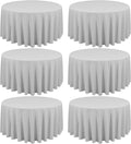 6 Pack Light Grey Round Tablecloths - 120 Inch, Polyester Table Cover, Stain and Wrinkle Resistant Washable Fabric Table Cloth for Wedding Banquet Parties