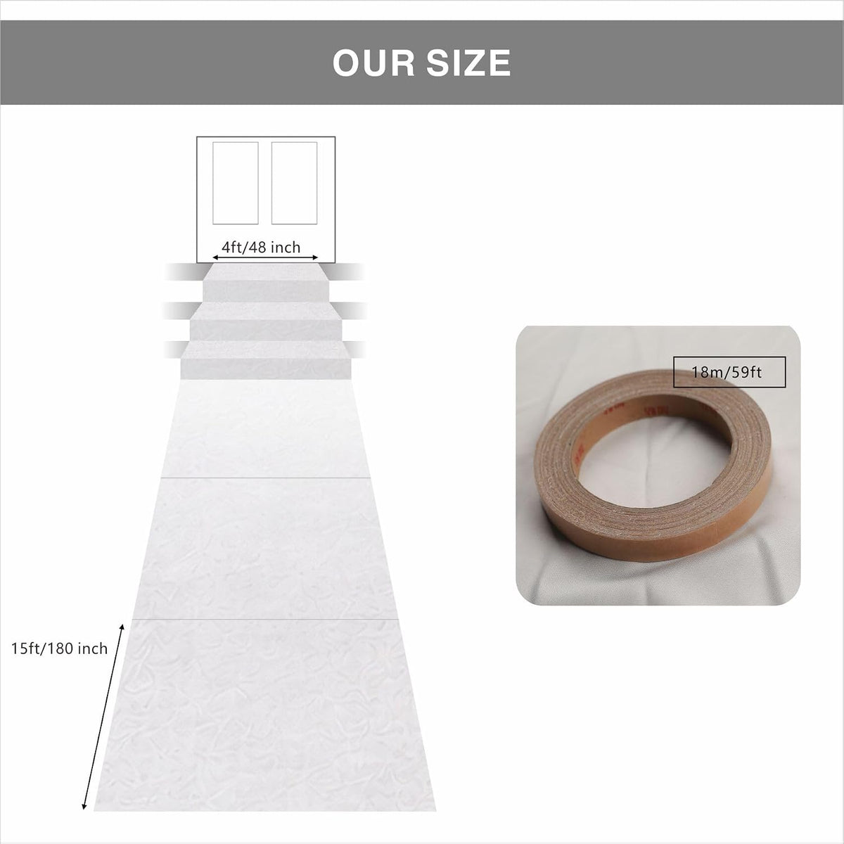 4ftx15ft White Carpet Runner for Wedding,350GSM Thickening Felt