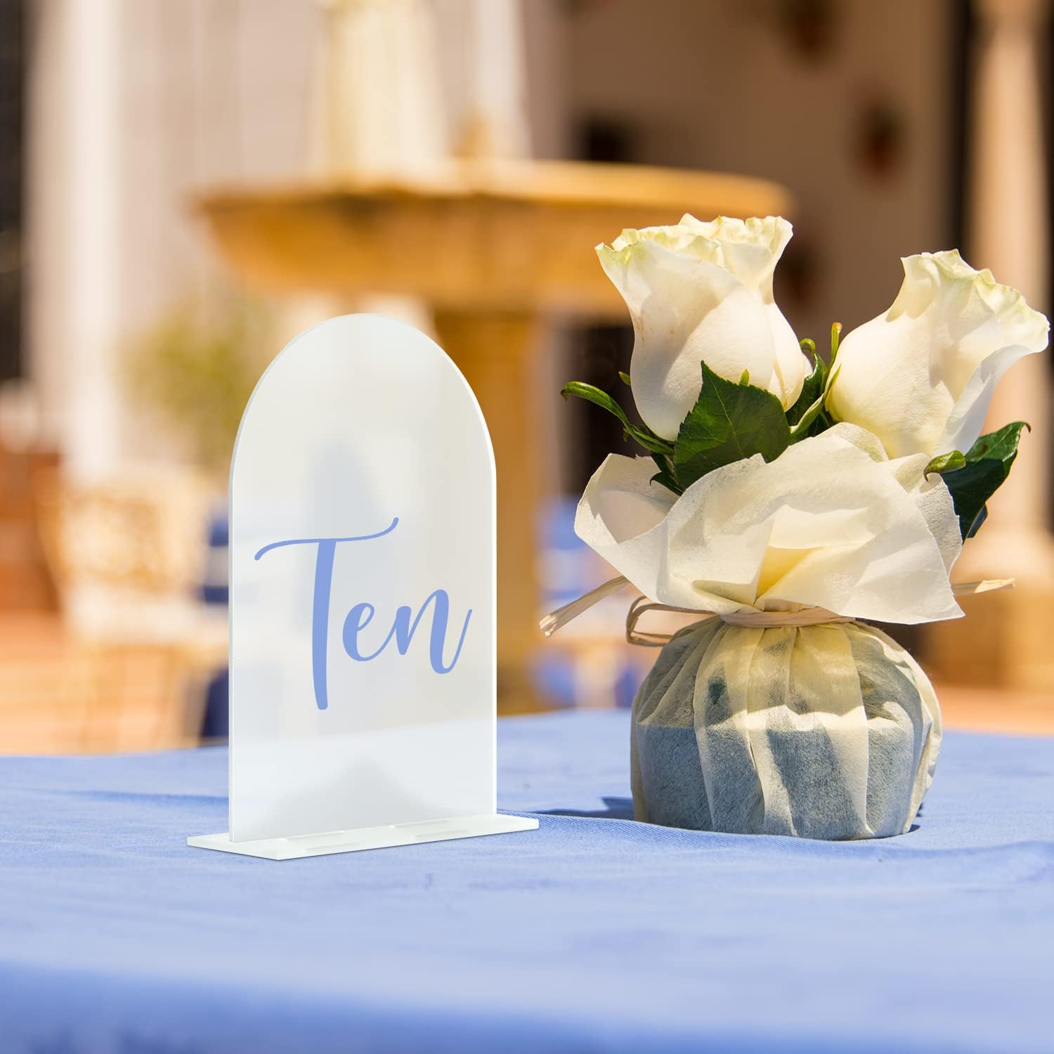 10 Pack Frosted Arch Acrylic Sign with Stand | 5x7 Inch Blank Frosted Arch Acrylic Table Sign with Base, DIY Table Numbers Wedding Signages, Events & Parties