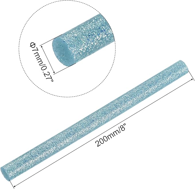 uxcell 20pcs Hot Glue Sticks for Glue Gun 7mm/0.27-inch x 8-inch Mini Hot Melt Adhesive Glue Stick Glitter Sky Blue