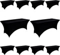 10-Pack 6ft Black Spandex Table Covers for Rectangle Standard Folding Tables - Wrinkle Resistant Stretch Tablecloths - Ultimate Fitted Table Protector for Parties, Banquet, Wedding