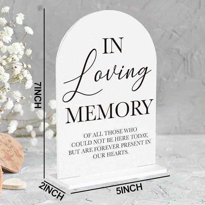 In Loving Memory Wedding Sign, Wedding Engagement Bridal Shower Reception Event Party Table Desk Acrylic Decor