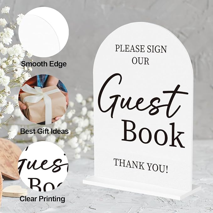Wedding Guest Book Sign, Photo Guest Book Sign Desk Decor, Wedding Engagement Bridal Shower Reception Party Table Desk Acrylic Decor