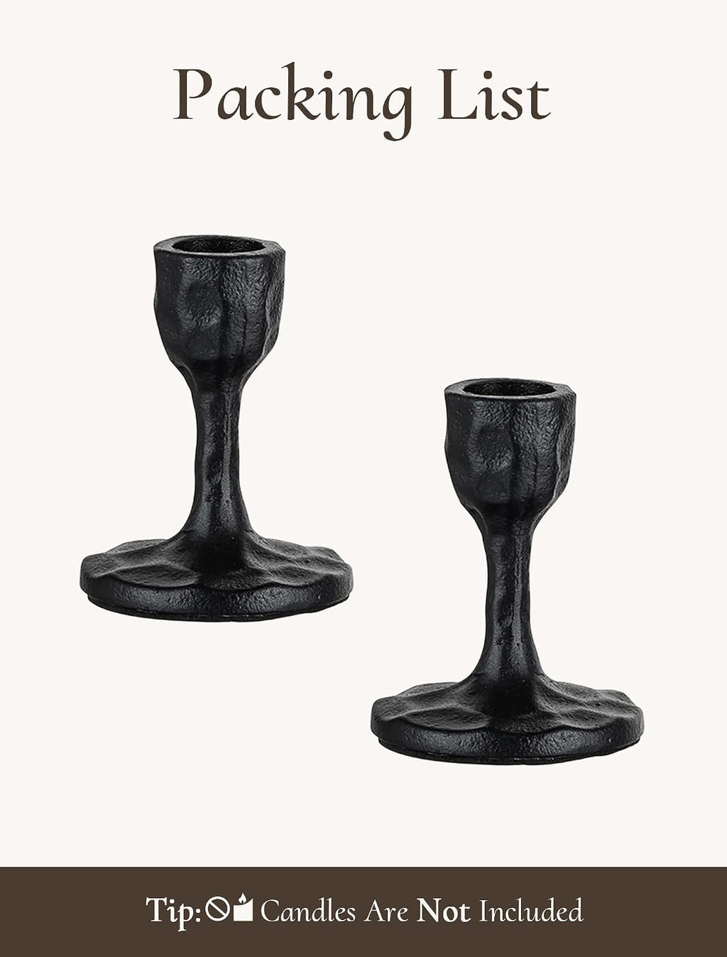 Black Candlestick Holders Antique: Cast Iron Taper Candle Holder Handcrafted Vintage Candle Sticks Holder Rustic Decor for Dinning Table Mantel Home Party Halloween Set of 2