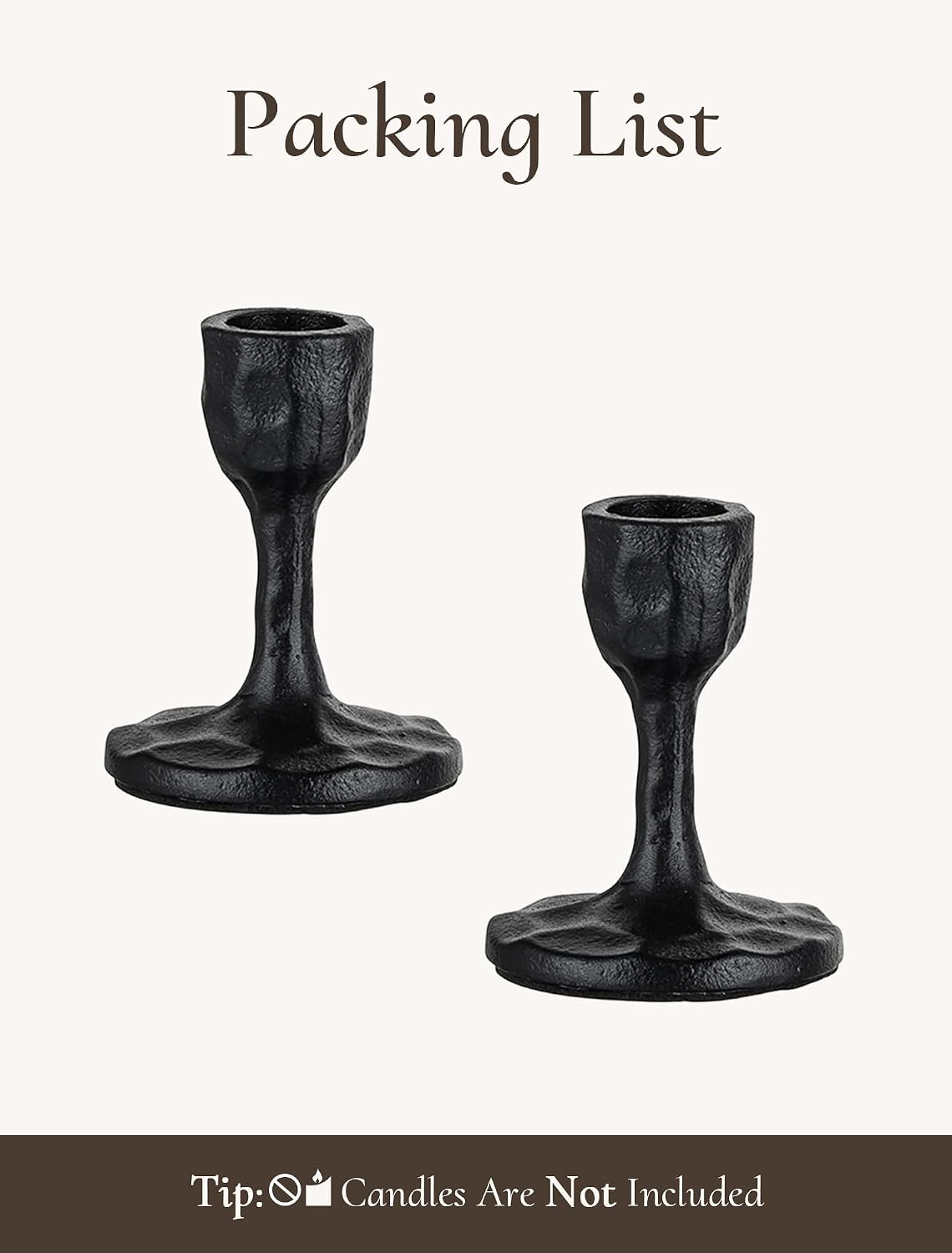 Black Candlestick Holders Antique: Cast Iron Taper Candle Holder Handcrafted Vintage Candle Sticks Holder Rustic Decor for Dinning Table Mantel Home Party Halloween Set of 2