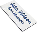 Custom Engraved Name Tag Badges for Business, Personalized Identification with Pin, Magnetic, Adhesive, or Blank Backing, 1.5"x3", White/Blue Text