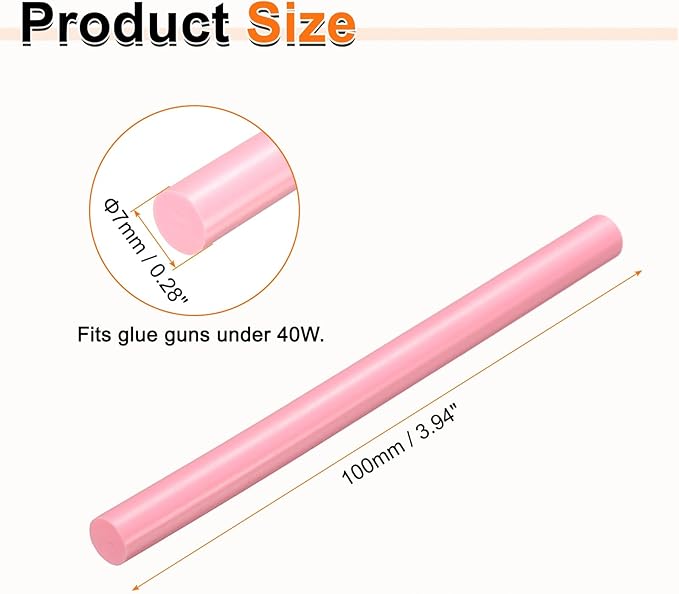 HARFINGTON 10pcs Hot Glue Sticks 0.28" Dia x 3.94" Long EVA Mini Hot Melt Adhesive Glue Stick for Hot Melt Gun Wood Plastic Glass Flowers Fabrics Foam, Pink