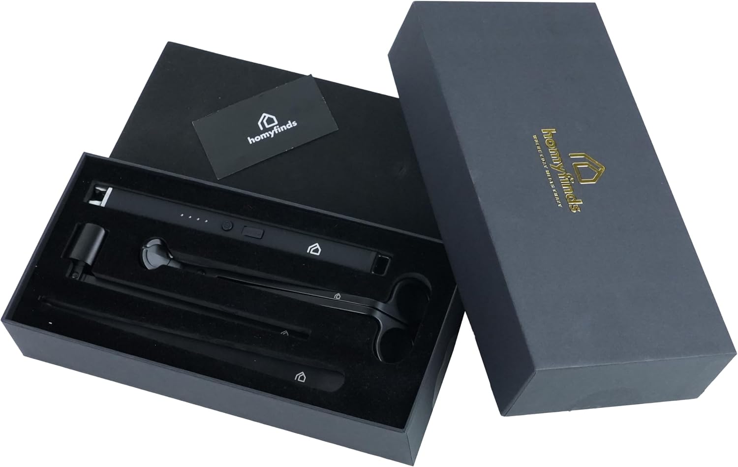 Candle Care & Accessory Set 5-in-1 Wick Trimmer, Snuffer, Wick Dipper, USB Rechargeable Electric Lighter, Acacia Wood Coaster & Metal Tray – Luxury Gift Box for Candle Lovers