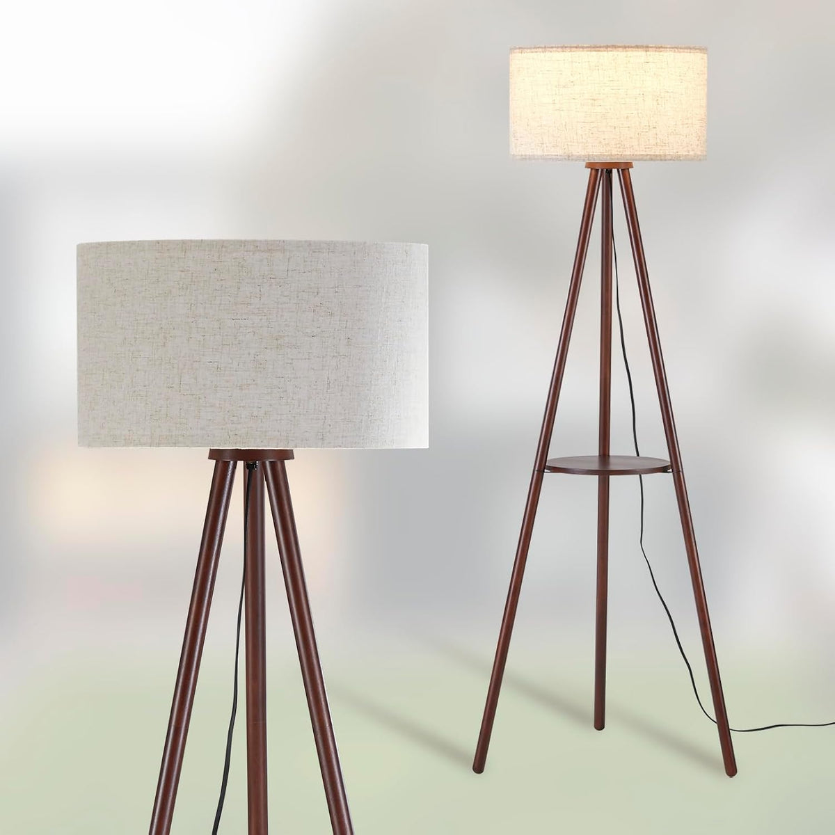 btp wood tripod floor lamp for living room, main product view