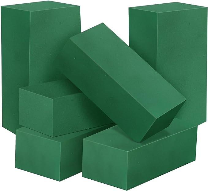 6 Pcs Floral Foam Blocks for Flower Arrangement, Wet and Dry Green Floral Foam for Wedding, Birthdays, Home Decorations (Small Size 5.5” L x 3.1” W x 1.7” H)