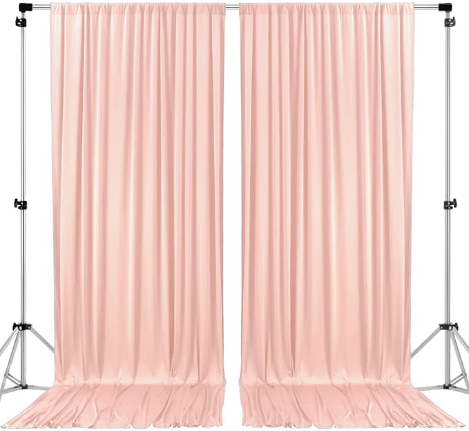 AK TRADING CO. 10 feet x 8 feet IFR Polyester Backdrop Drapes Curtains Panels with Rod Pockets - Wedding Ceremony Party Home Window Decorations - Blush Pink