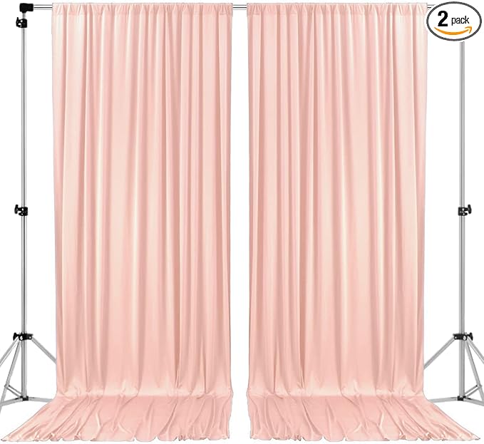 AK TRADING CO. 10 feet Wide x 12 feet Long IFR Polyester Backdrop Drapes Curtains Panels with Rod Pockets - Wedding Ceremony Party Home Window Decorations - (Blush)