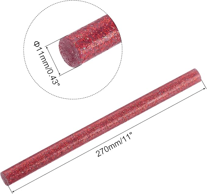 uxcell 20pcs Hot Glue Sticks for Glue Gun 11mm/0.43-inch x 11-inch Mini Hot Melt Adhesive Glue Stick Glitter Red