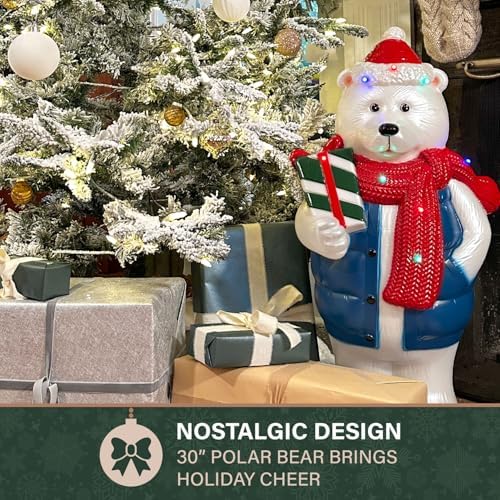 fraser hill farm 30” polar bear blow mold showing dimensions