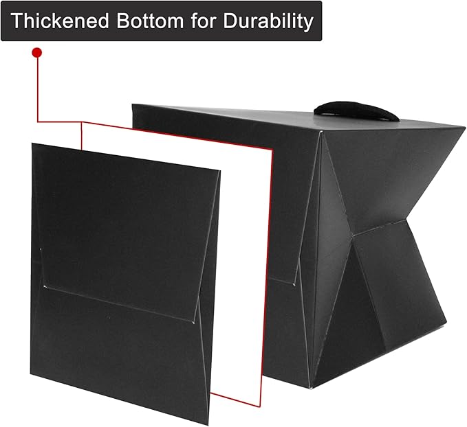 Black Paper Gift Bag Small Square Bottom Kraft Paper Bags with Handles for Wedding Baby Shower Birthday Party (Black, 8 x 8 x 8 in, 10 CT)
