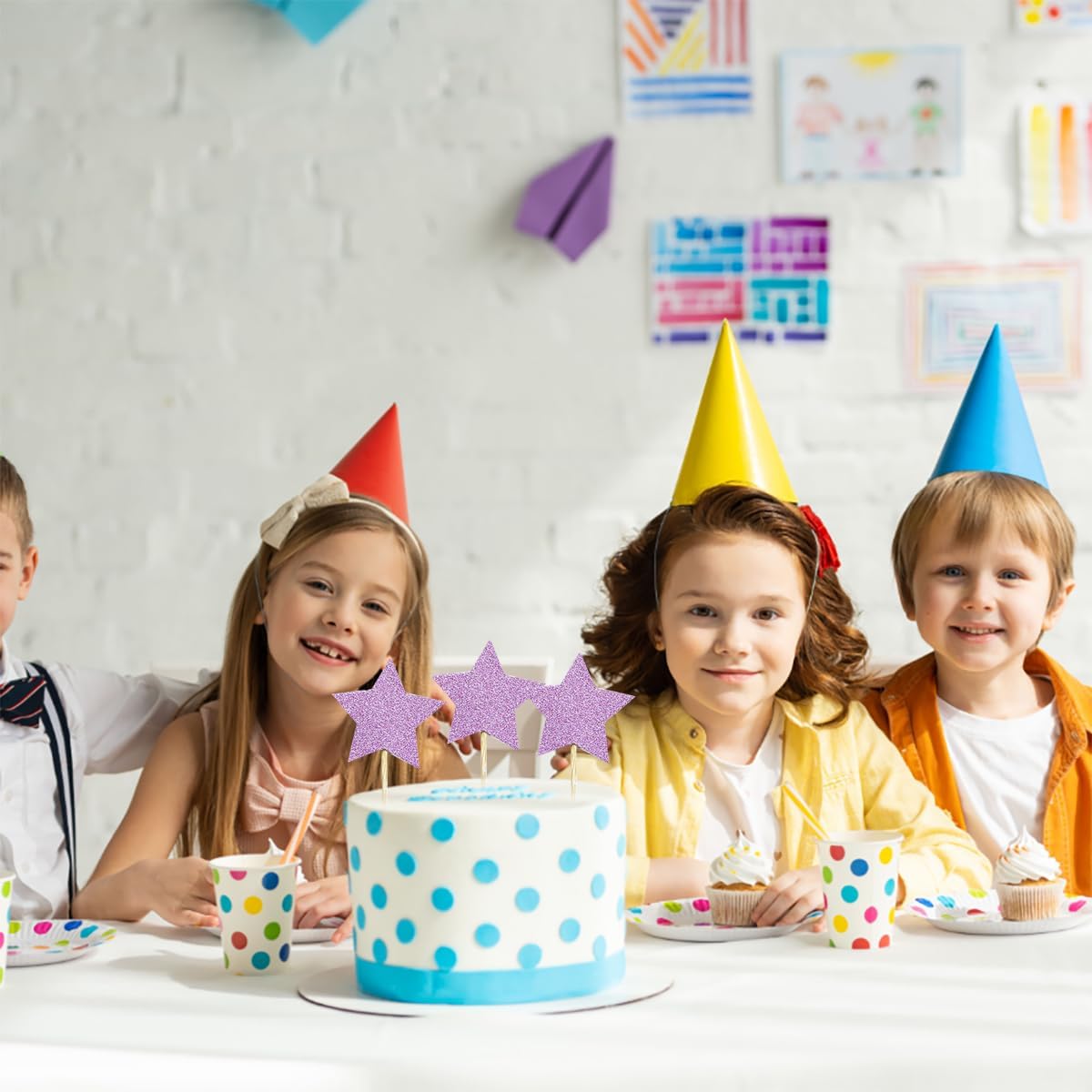 Purple Cupcake Toppers Glitter Stars Cake Toppers Twinkle Twinkle Little Star Birthday Cupcake Toppers Wedding Party Cake Decorations,50Pcs