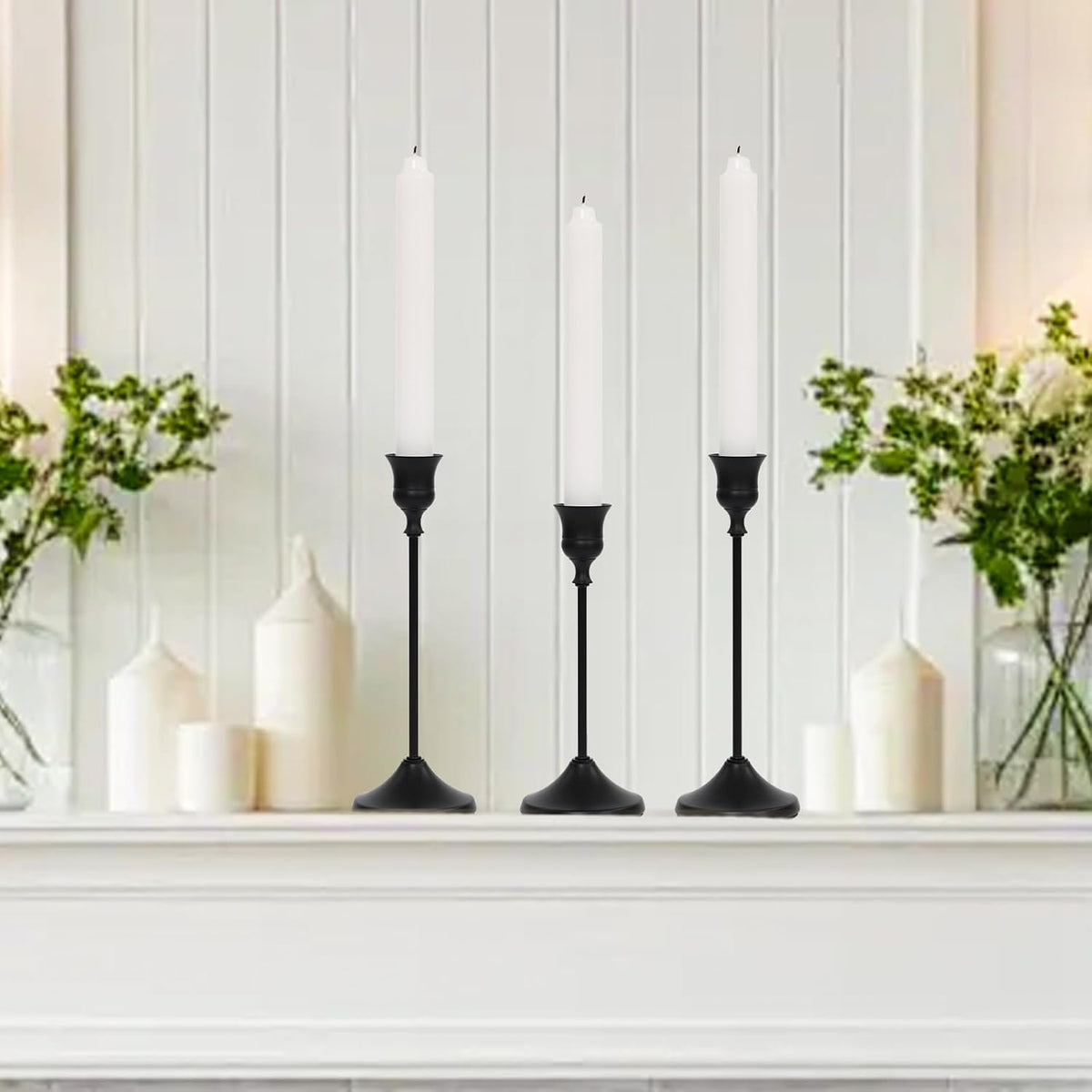 Matte Black Candlestick Holders 12 PCS,Metal Taper Candle Holder