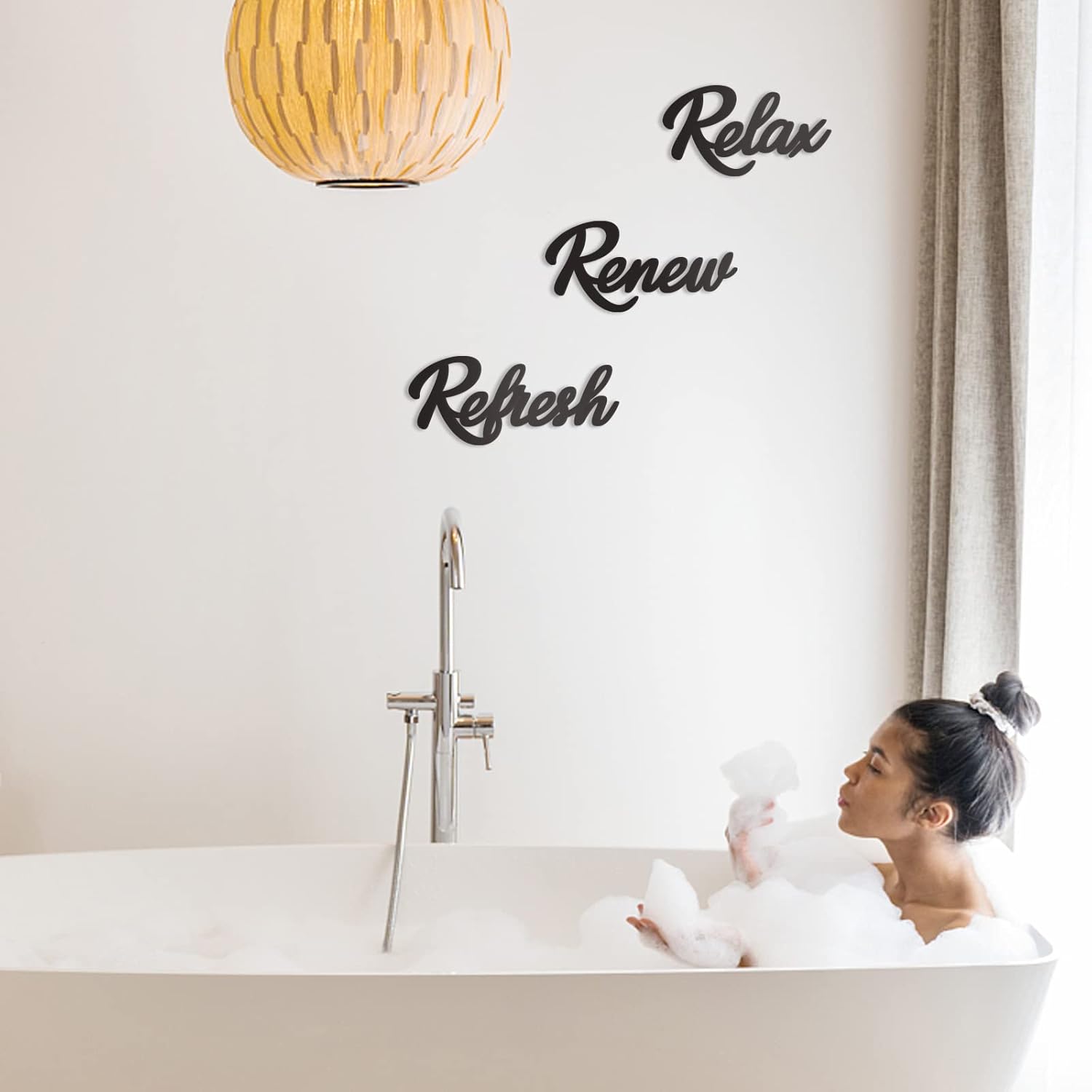 3 Pieces Bathroom Decor Black Wooden Bath Room Sign Bathroom Wall Art Farmhouse Relax Renew Refresh Sign (black)